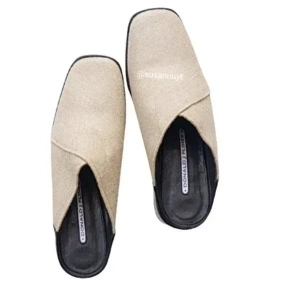 Donald J. Pliner Vanilla Girl Plazacore Tweed Twee Normcore Canvas Mule Loafers - Picture 5 of 8